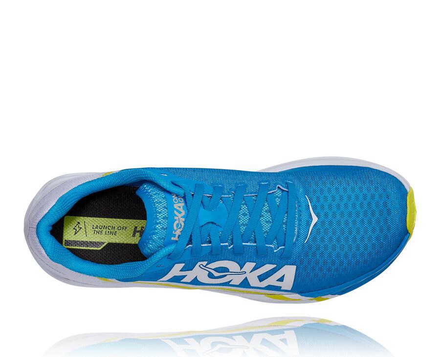 Tenis Hoka One One Hombre Blancos/Azules - Rocket X - HTGR63928